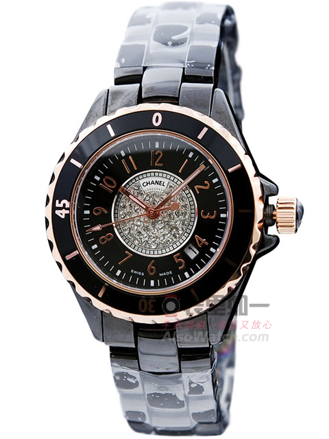 Chanel J12 collection black high-tech precision ceramic quartz ladies' watch, small 33MM / large 38M...
