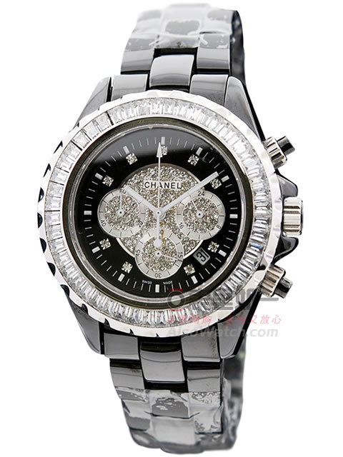 Chanel J12 collection black high-tech precision ceramic multifunctional quartz watch