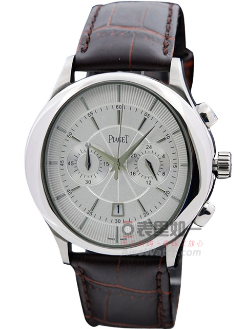 Piaget multi-function quartz men's watch [White dial] [Brown strap]