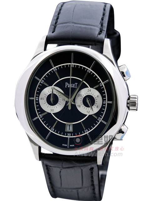 Piaget Multi-Function Quartz Men's Watch [Black Dial] [Black Leather Strap]