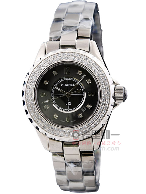 Chanel J12 collection titanium ceramic luxury diamond-set watch H2565