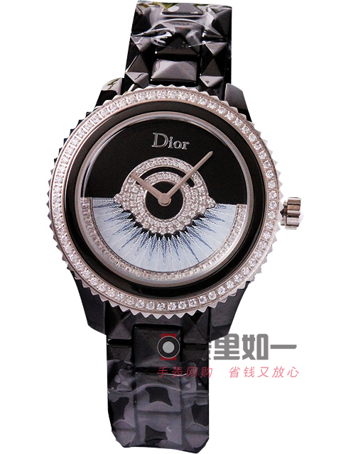 Dior Ladies' Fashion Quartz Watch Black Ceramic Case Spinning Rotor 38*13mm