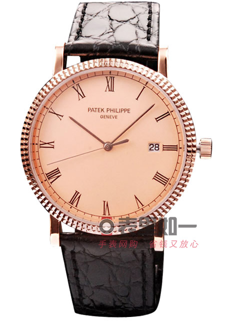 Patek Philippe Calatrava Series Swiss Quartz Men's Watch Rose Gold Case Beige Dial