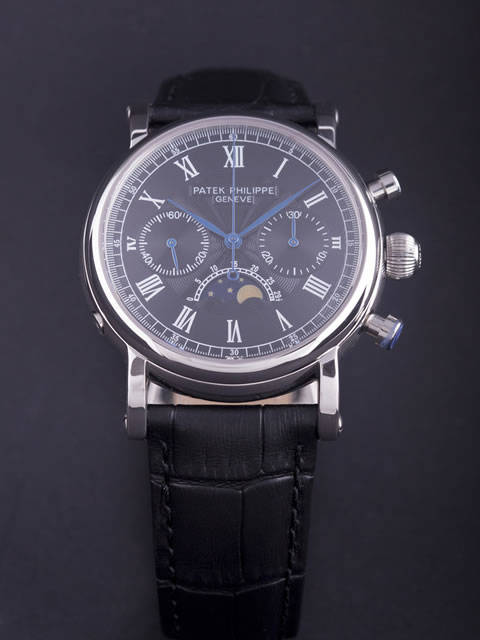 Patek Philippe Starry Moonphase Multi-Function Chronograph Watch Black Dial