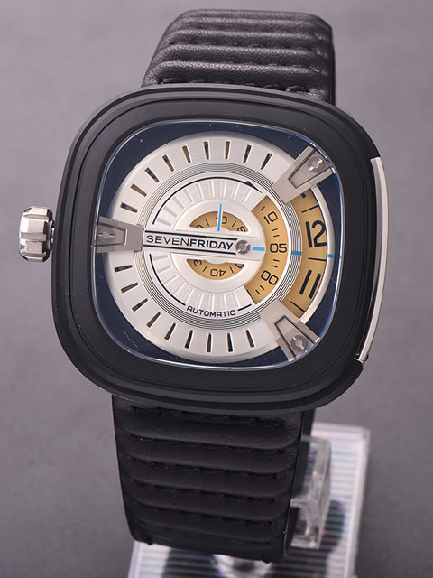 Yüksek Kaliteli Replika SevenFriday Saat Çelik Kasa Citizen 8215 Mekanizma Sağ El Versiyonu Beyaz Kadran Altın Kasa Arkası