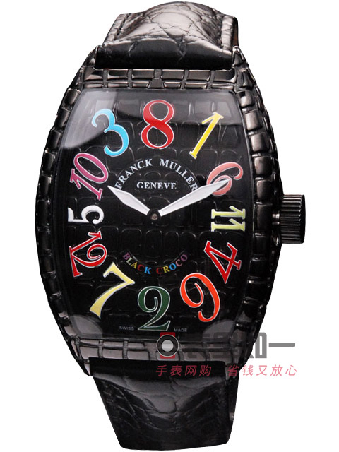 Frank Muller BLACK CROCO Series Tonneau Automatic Mechanical Watch Unique Jumping Feature 40*55*17mm