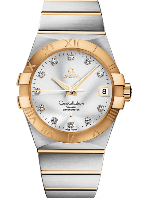 Omega Constellation men's 38 mm Co-Axial diamond-set watch collection 123.20.38.21.52.002 watch