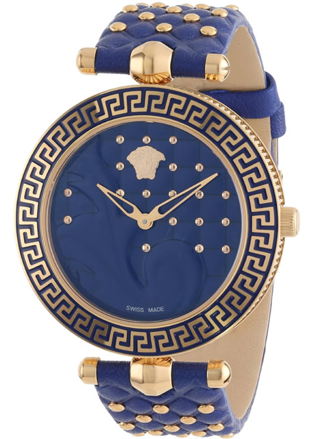 [Top Grade Replica] Versace Women Blue Elegant Leather Strap Prestigious Fashion Quartz VK7040013 Wa...