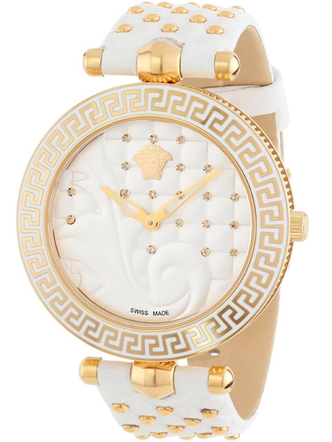 [Top Grade Replica] Versace Women White Leather Strap Medusa Logo Prestigious VK7090013 Watch
