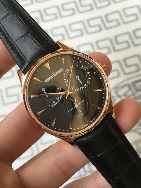 Jaeger-LeCoultre Master Control Automatische mechanische Uhr mit schwarzem Zifferblatt in Roségold