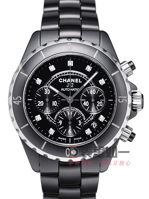 Chanel J12 Collection Black Chronograph Men's Automatic Mechanical Watch H2419 41MM Ceramic Diamond ...