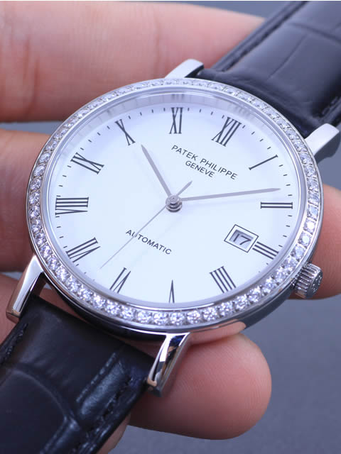 Patek Philippe Automatic Mechanical Diamond-Set Bezel Date Function