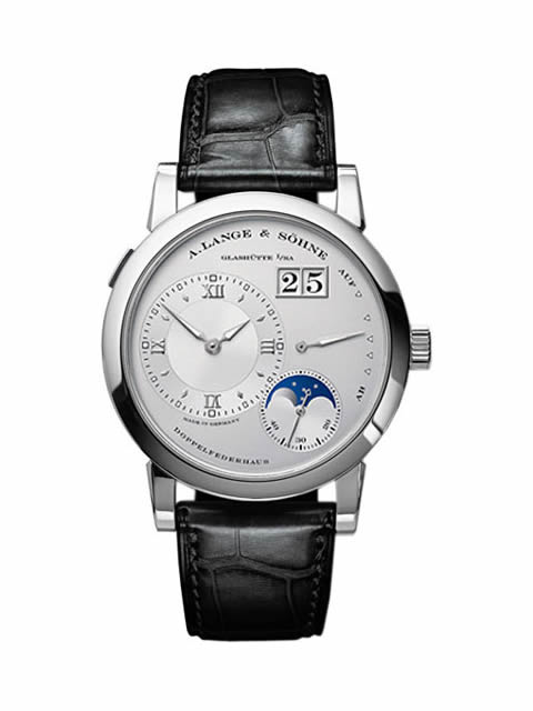 A. Lange & Söhne Moon Phase Separate Three-Hand Manual-Winding Mechanical Exhibition Back Leather St...