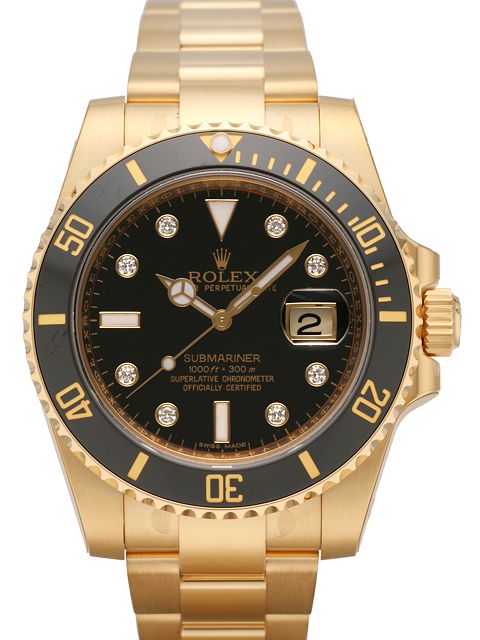 One-to-one replica Rolex Submariner 116618GLN Full Gold Black Submariner