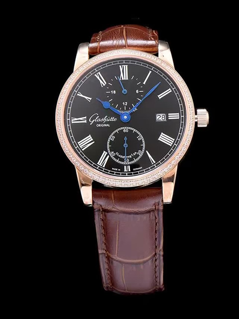 Glashütte Original Senator series 1-58-01-01-01-04 black dial diamond-set watch