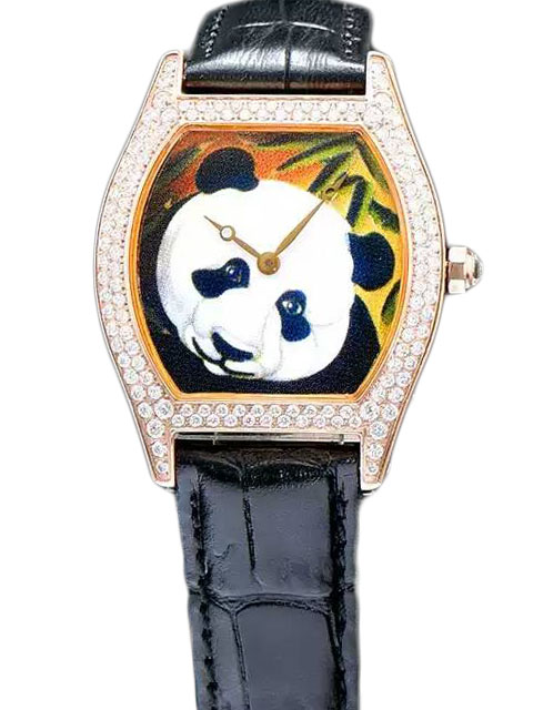 Cartier Tortue Collection HPI00348 Rose Gold Diamond-Set Quartz Watch Giant Panda