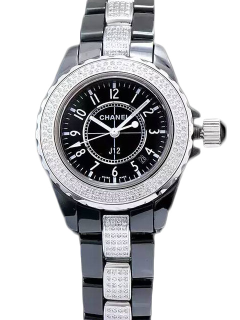 Top Replica Chanel J12 Collection H1338 Korean Ceramic Diamond-Set Quartz Women's Watch