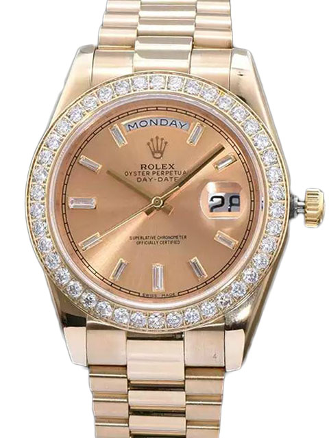 Premium Rolex Day-Date Collection 218348-83218 Champagne Diamond-Set Dial Watch