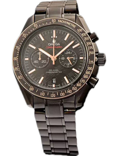 Fine Edition Omega Speedmaster Series 311.63.44.51.99.001 Black Sports Quartz Watch PVD Bracelet and...