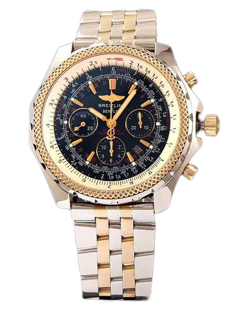 Breitling for Bentley collection, gold-tone case, black dial, Speed gold-tone bracelet watch