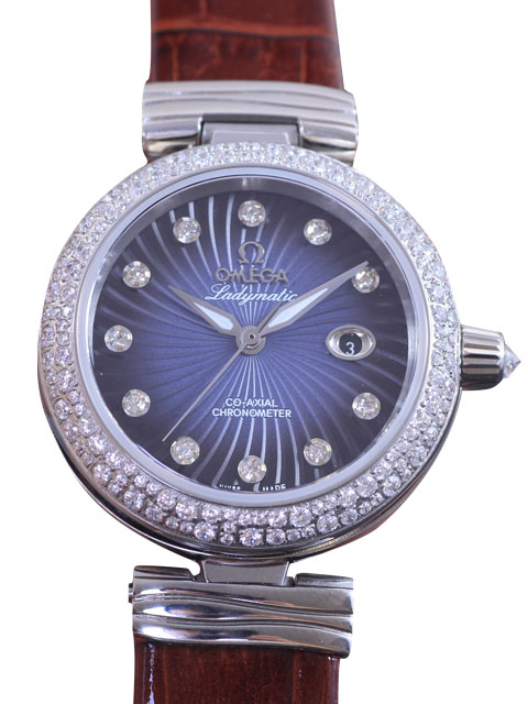 V6 Perfect Edition Omega De Ville Series Ladymatic 425.37.34.20.56.001 Ladies' Diamond-Set Mechanica...