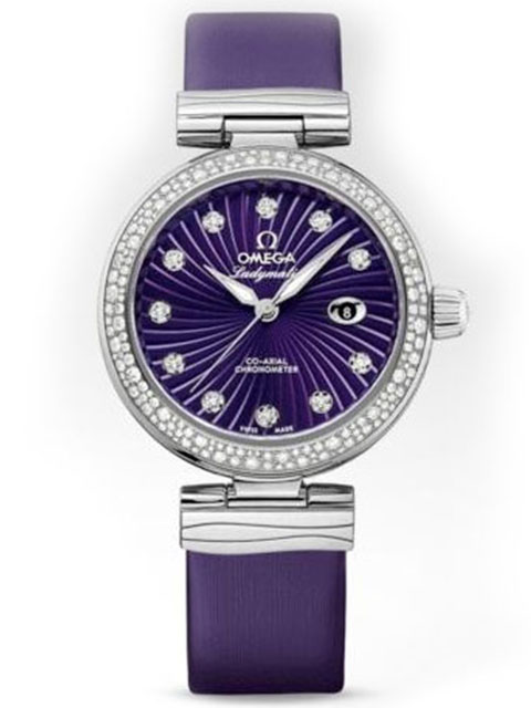 V6 Perfect Edition Omega De Ville Series Ladymatic 425.37.34.20.60.001 Ladies' Diamond-Set Mechanica...