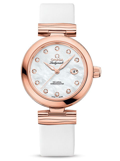 V6 Perfect Edition Omega De Ville Series Ladymatic 425.62.34.20.55.004 Ladies' White Dial Rose Gold ...