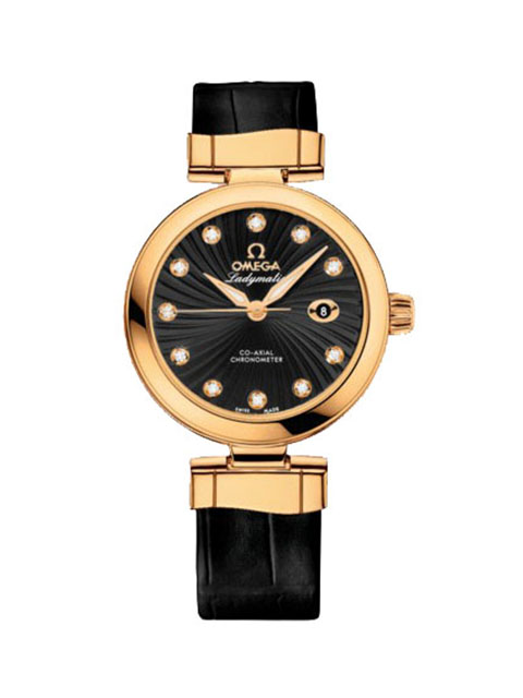 V6 Perfect Edition Omega De Ville Series Ladymatic 425.63.34.20.51.002 Ladies' Black Dial Yellow Gol...