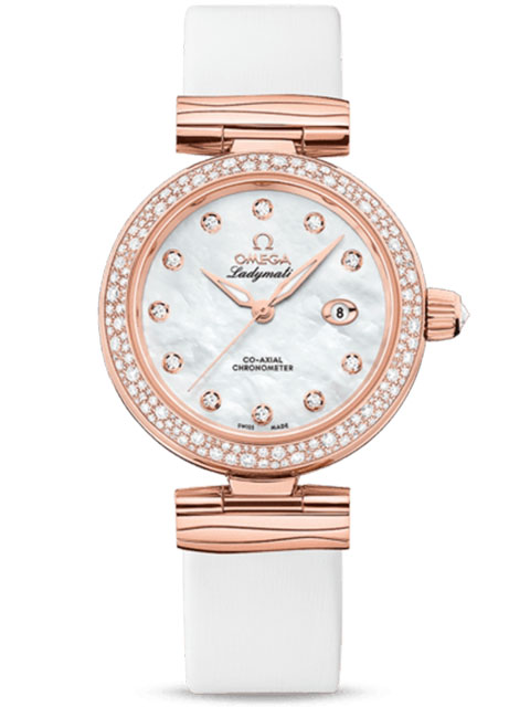 V6 Perfect Edition Omega De Ville Series Ladymatic 425.67.34.20.55.008 Ladies' Rose Gold Diamond-Set...