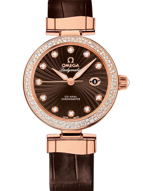 V6 Perfect Edition Omega De Ville Series Ladymatic 425.68.34.20.63.001 Ladies' Rose Gold Diamond-Set...