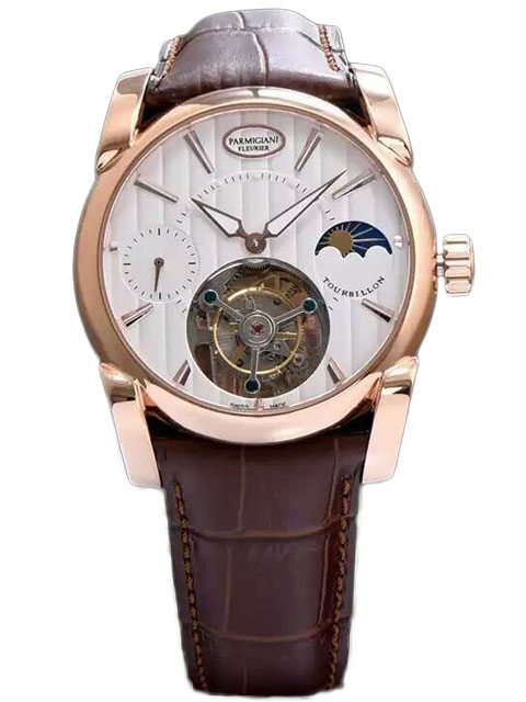 Parmigiani Fleurier Tonda Tourbillon rose gold white dial astro-moonphase tourbillon watch