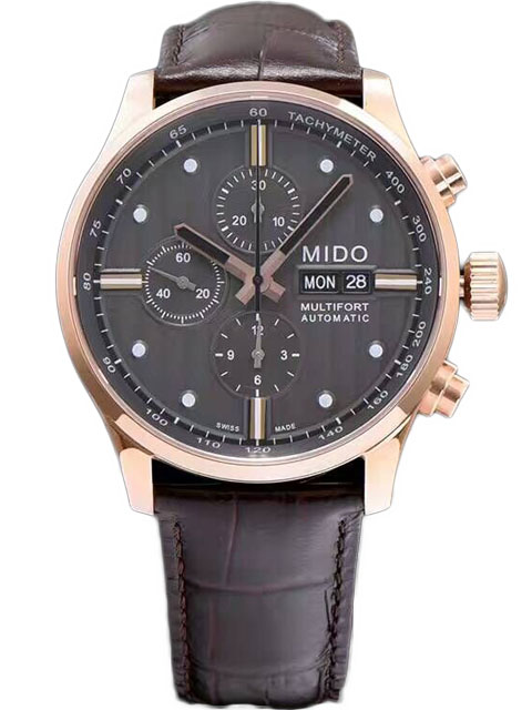 Mido Multifort collection M005.614.36.031.00 rose gold automatic mechanical watch black dial