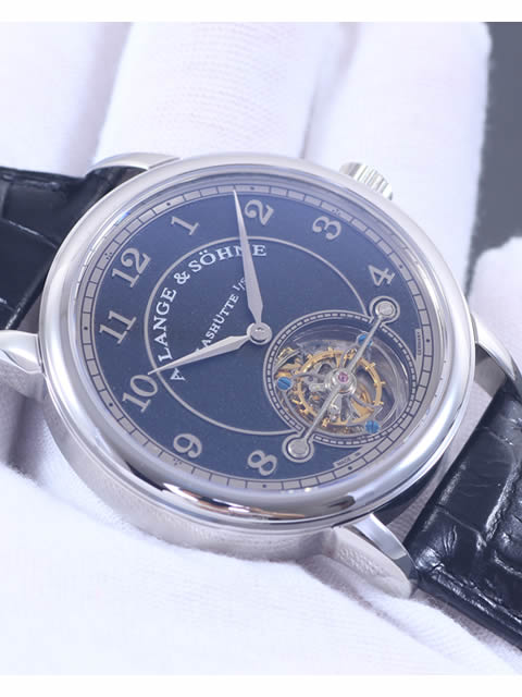A. Lange & Söhne 1815 Collection Tourbillon Watch Black Dial Stainless Steel Case Silver Hour Marker...
