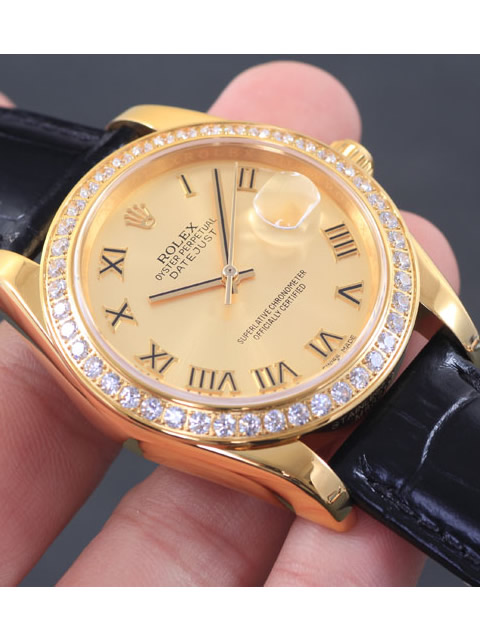 Premium Rolex Datejust Series Automatic Mechanical Men's Watch Gold Dial Diamond-set