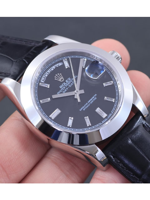 Premium Rolex Day-Date Series Automatic Mechanical Men's Watch Black Dial Diamond-set