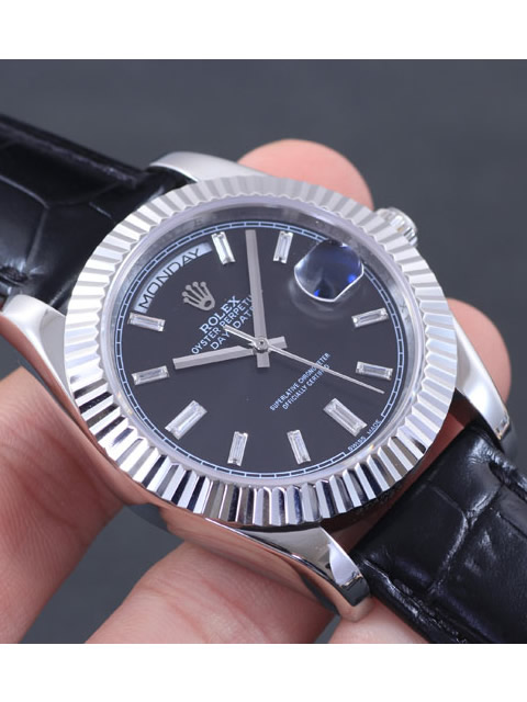 Premium Rolex Day-Date Series Automatic Mechanical Men's Watch Black Dial Diamond-set