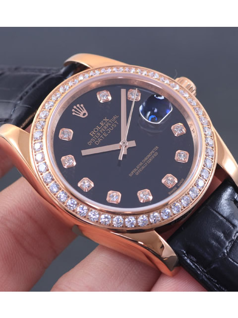 Premium Rolex Datejust Series Automatic Mechanical Men's Watch Black Dial Diamond-set