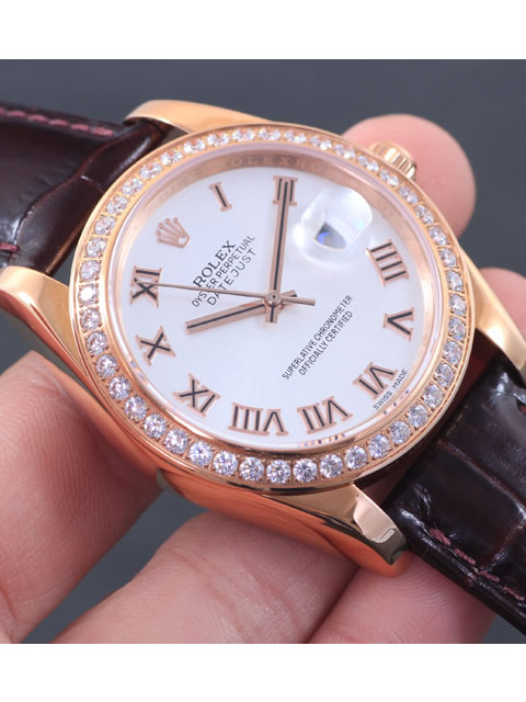 Premium Rolex Day-Date Series Automatic Mechanical Men's Watch White Dial Diamond-set