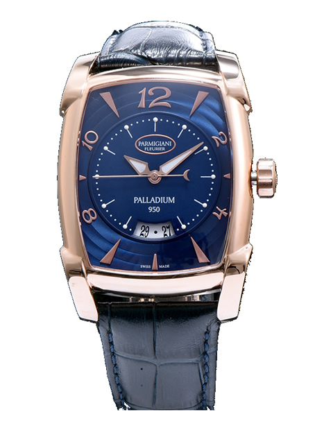 Parmigiani Fleurier Kalpa collection PFC124-1000301 automatic mechanical watch rose gold case blue d...