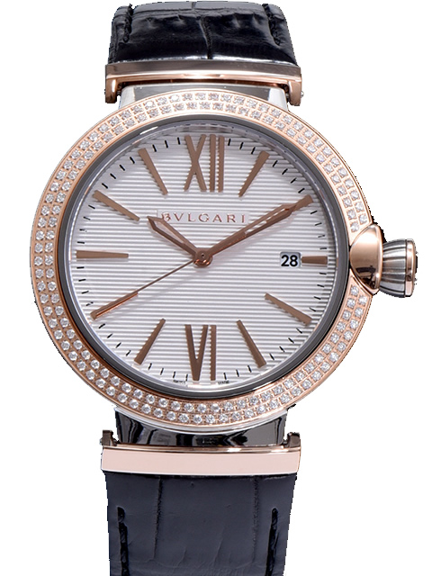 Zegarek mechaniczny z automatycznym naciągiem Bvlgari z serii Lvcea 102328 LUP33C6GLD z kopertą z różowego złota wysadzaną diamentami