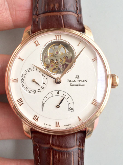 JB Blancpain Villeret series 6900-3430-55b tourbillon men's watch