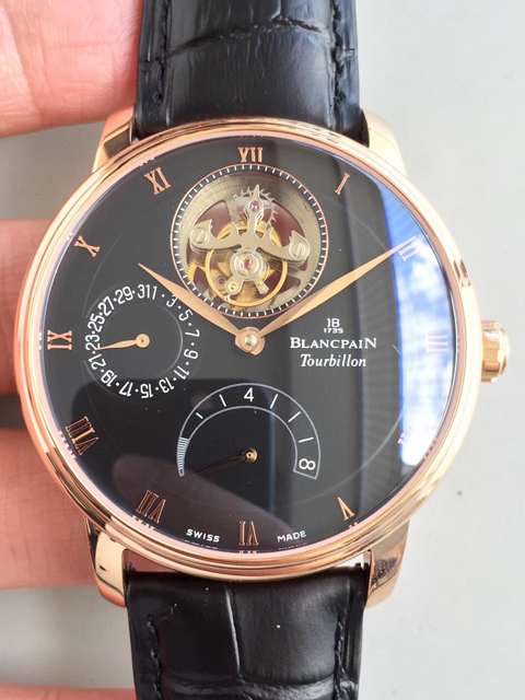 JB Blancpain Villeret series 6900-3430-55b tourbillon men's watch