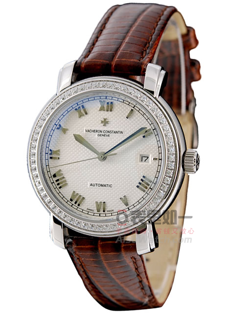 Vacheron Constantin automatic mechanical diamond-set watch with exhibition case back