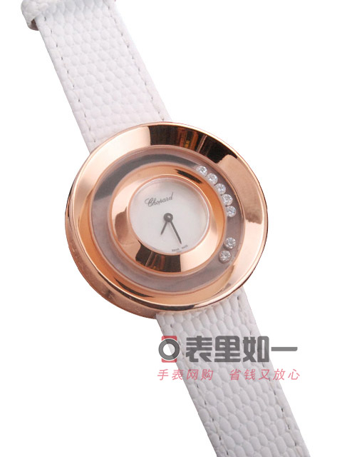 Chopard Swiss quartz fashion ladies' watch, rotating inner bezel with rhinestones, rose gold