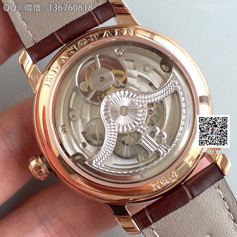 JB Blancpain Villeret series 6900-3430-55b tourbillon men's watch