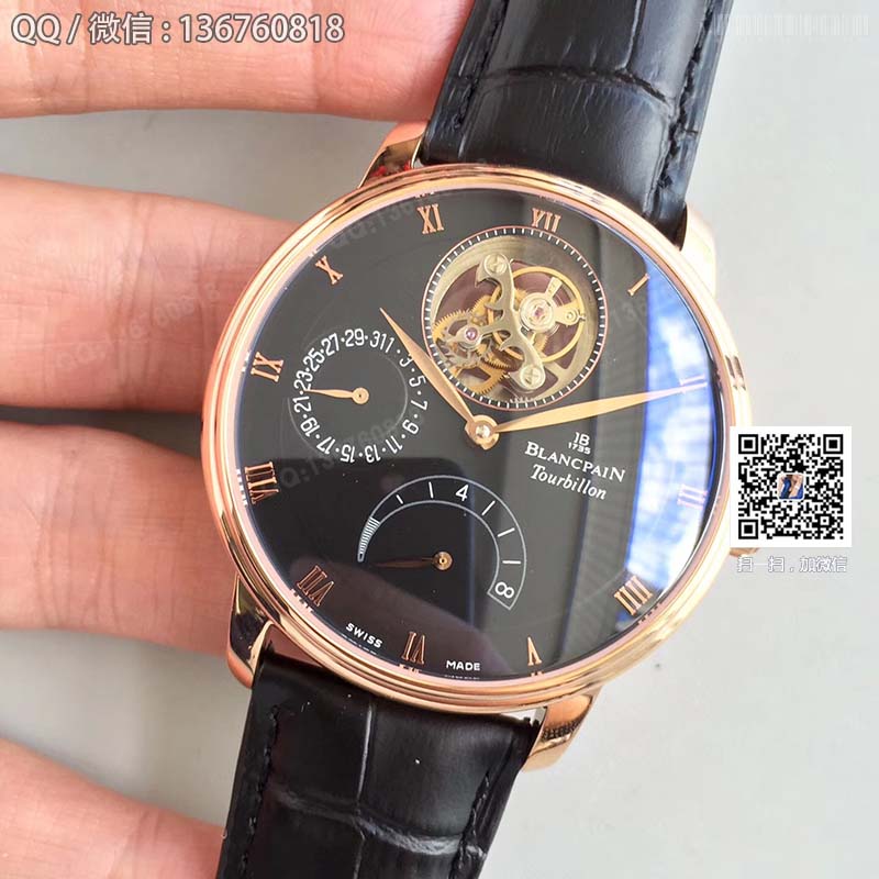 JB Blancpain Villeret series 6900-3430-55b tourbillon men's watch