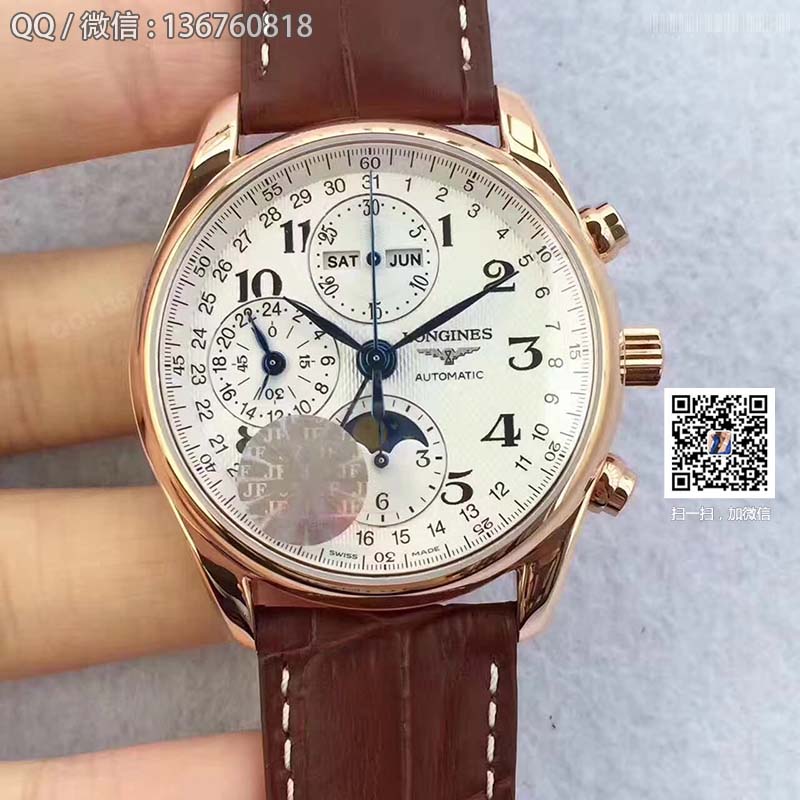 [JF Perfect Edition] Longines Master Collection L2.673.8.78.3 eight-hand moonphase chronograph mechanical men's watch