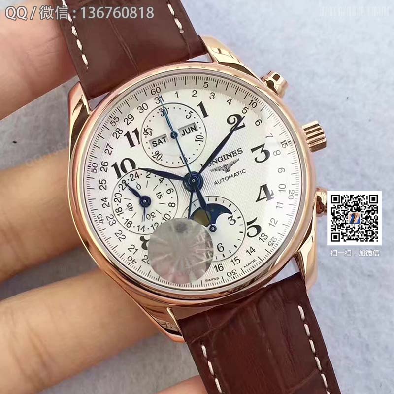 [JF Perfect Edition] Longines Master Collection L2.673.8.78.3 eight-hand moonphase chronograph mechanical men's watch