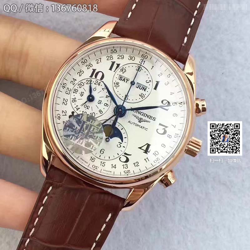 [JF Perfect Edition] Longines Master Collection L2.673.8.78.3 eight-hand moonphase chronograph mechanical men's watch