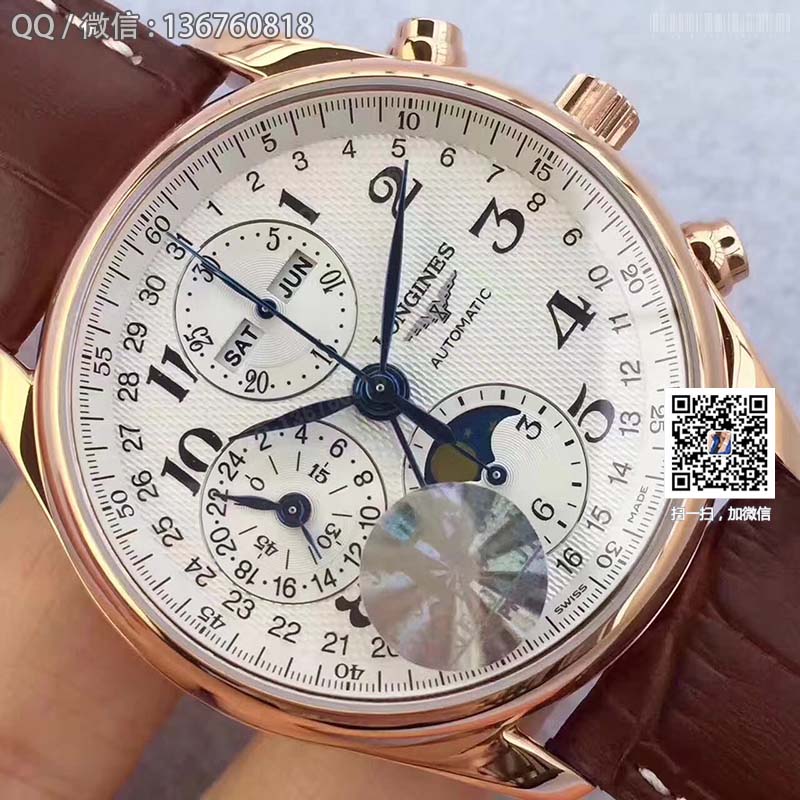[JF Perfect Edition] Longines Master Collection L2.673.8.78.3 eight-hand moonphase chronograph mechanical men's watch